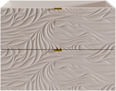 Vente-unique Zwevend wastafelmeubel + inbouwwastafel, kleur: Beige met motief - 80 cm - RINAREL