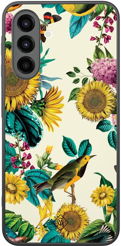Casimoda® hoesje - Geschikt voor Samsung Galaxy A26 - Zonnebloemen / Bloemen - Zwart TPU Backcover - Bloemen - Multi