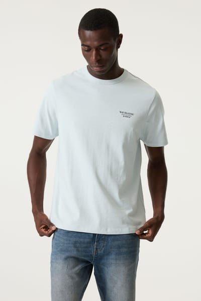 GARCIA Heren Print T-shirt Blauw Korte mouw