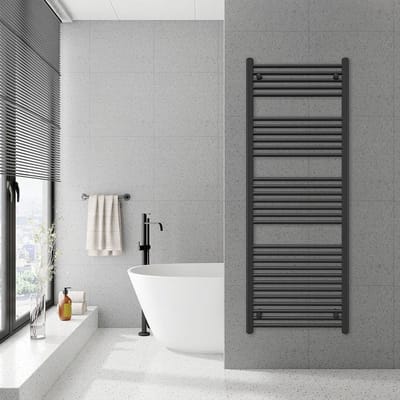 Radiatorconnect handdoekradiator zwart-recht-zij aansluiting B 400 x H 800.
