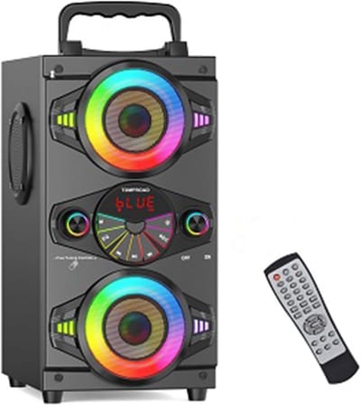 Draagbare Bluetooth Speaker 60W Krachtige Stereo Bas met Subwoofer FM Radio en Verlichting
