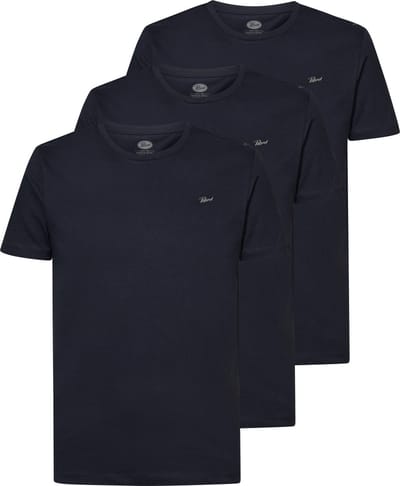 Petrol Industries Heren T-shirts 3-Pack - Ronde Hals - Korte Mouw - Katoen - Regular Fit - Multipack van 3 stuks - Blauw - Maat XXXL
