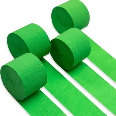 Kleurige Crepe Papier Streamers voor Feestdecoraties, Bruiloft, Verjaardag en Baby Shower - 4 Rollen van 100 Meters (Groen)