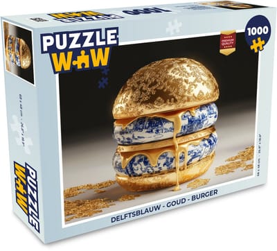 Puzzel Delftsblauw - Goud - Burger - Legpuzzel - Puzzel 1000 stukjes volwassenen