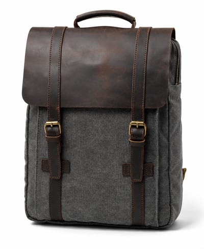 Vintage Laptop Rugzak 16 Inch – Premium Canvas & Echt Leder Rugtas – Waterafstotende Business Backpack - Urban U®