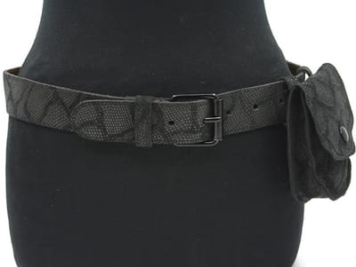 Dames heupriem met tasje en zwart reptiel print - 4 cm breed - Leer - Brede riem - Casual - Maat 85