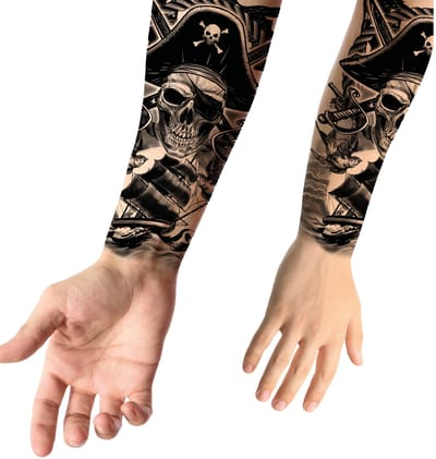 Tatouage Temporaire Lavable Manchon Pirate 14X30Cm