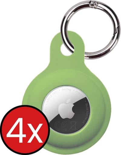 Hoesje Geschikt voor Apple AirTag 2 Sleutelhanger Hoesje Siliconen Hanger - Hoesje Geschikt voor Apple AirTag 2e generatie Hanger Sleutelhanger Hoesje - Lichtgroen - 4 PACK