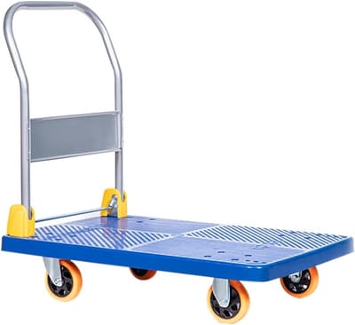 Plateauwagen met wielen - Transportkar verhuis - Bagage verplaatsen - Stille rubber wielen - 48 x 72 cm - Licht gedempt