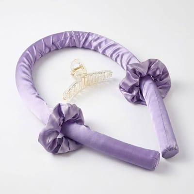 Paars heatless curling rod haar kruller dames zonder hitte met zachte haarband en bijpassende haarclip heatless curls flexibel ontwerp geschikt voor slapen en dagelijks gebruik