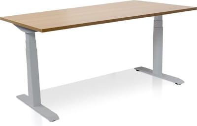 Zit-sta bureau elektrisch verstelbaar - MRC PRO NEN-EN 527 | 160 x 80 cm | frame aluminium - blad havanna - met kabelmanagement | memory functie met USB | 150kg draagvermogen