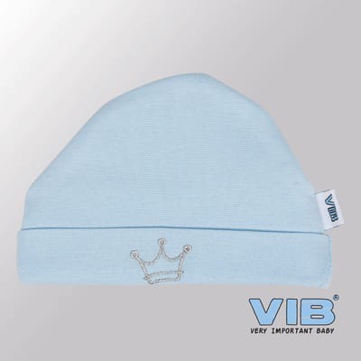 VIB® - Muts rond - Kroontje (Blauw) - Babykleertjes - baby muts - baby muts newborn - baby mutsje - baby cadeau - kraam cadeau - baby aankodiging