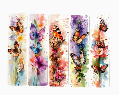 Viwado® Aquarel Vlinder & Bloem Bladwijzers – Uniek Kleurrijk Set 5 Stuks