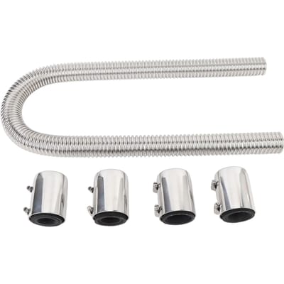 Kit de tuyau d'eau de refroidissement flexible pour radiateur avec capuchon et collier de serrage en acier inoxydable 48 pouces Kit universel de tuyau d'eau de refroidissement moteur Silver argenté