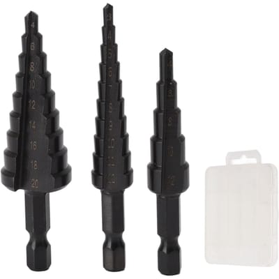 3 Stuks Hoge Snelheid Staal Trappenboor Set Zeskant Handvat Trappenboor voor Metaal Hout Isolatieplaat