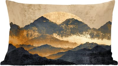 Sierkussens - Kussentjes Woonkamer - 60x40 cm - Gouden Bergen bij Maanlicht