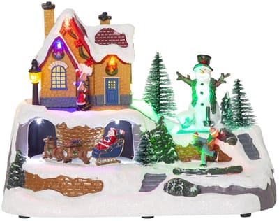 Star Trading Winterdorp Scenery 'Winterville' met kerstmotieven, batterijen + timer, 10 LED's, veelkleurig, B 23,5 cm