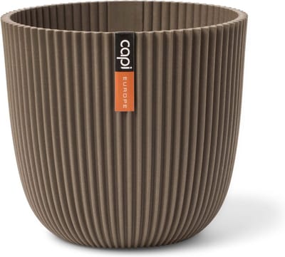 Capi Europe - Bloempot bol Groove 'made with' warm taupe - 13x12 - Warm taupe - Bloempot voor binnen en buiten - Capi ‘Made with’ - Gemaakt van gerecycled materiaal - Levenslang garantie - IGWT532