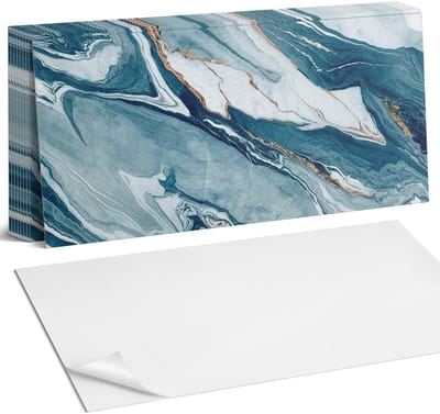 Coloray Plaktegels - Abstracte golven in beweging Zelfklevende Wandtegels - 40 cm x 20 cm - Turkoois Plaktegels - 10 stuks - Rechthoek PVC Tegels - Plaktegels Badkamer - Vloertegels Zelfklevend - Vinyl Tegels Zelfklevend - Portugese Tegels