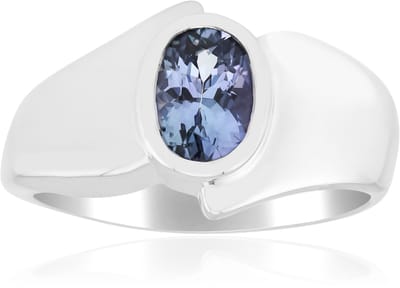 Cavill - Zilveren Ring - 925 Sterling Zilver Gerhodineerd - Onverhitte Tanzaniet 0,68 ct Ovaal - Luxe Handgemaakte Ring Dames