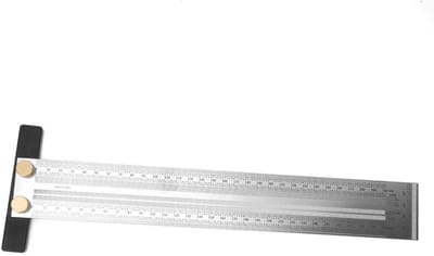 Aftekenliniaal T-type - Markeergereedschap - Houtbewerking Markeren - Hoge precisie 0.25mm - 300 mm - Zilver