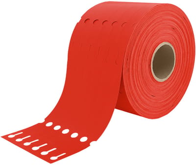 CombiCraft Blanco sleufetiketten 160x17mm voor thermal transferprinters op rol rood - 1 rol met 4000 etiketten