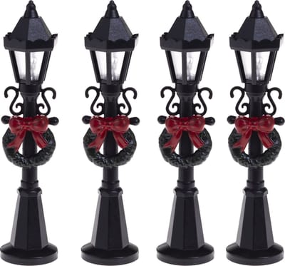 Feeric lights and christmas kerstdorp straatlantaarns - 4x st - H10 cm
