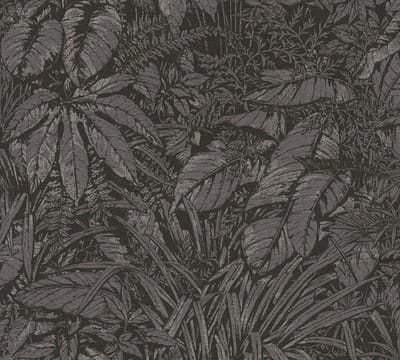 BLADEREN BEHANG | Botanisch - Zwart Grijs Zilver - Living Walls Smart Surfaces