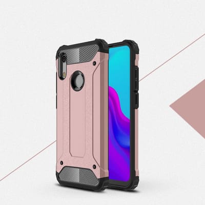 Ntech Hoesje Geschikt voor Huawei Y6 (2019) Dual layer Armor Hoesje - Rose Goud