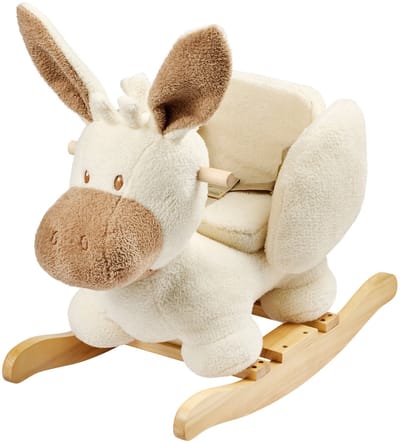 Nattou TEDDY Hobbelpaard Ezel - Schommelpaard in Teddystof - Baby Speelgoed - Ecru