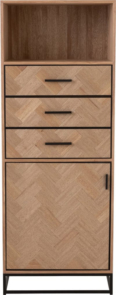 J-Line kast Hoog Zigzag 3 Lades - hout/metaal - naturel/zwart