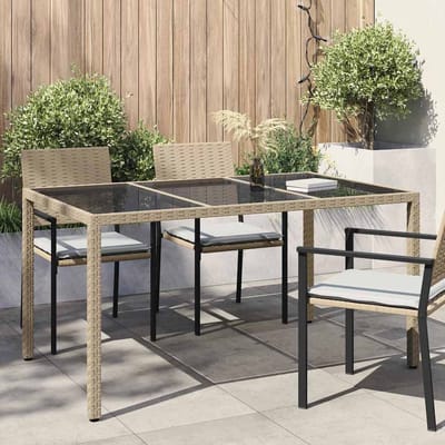 vidaXL - Tuin - Tafel - Beige - 150 - x - 90 - x - 75 - cm - poly - rattan