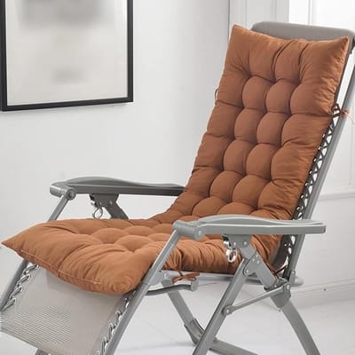Ligstoelkussen - Tuinkussen - Buiten Zitten - Hoge Rugleuning - 60x175cm - Bruin