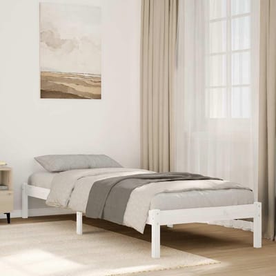 Houten bedframe - Slaapkamermeubel - Comfortabel slapen - Massief grenenhout - 90 x 210 cm - Wit