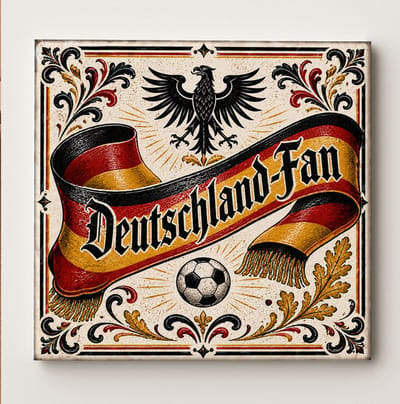 Deutschland Fan Vintage Keramische Wandtegel – Duitse Voetbalfan Adelaar & Vlag Ontwerp, Retro Bundesliga Woondecoratie Plaquette