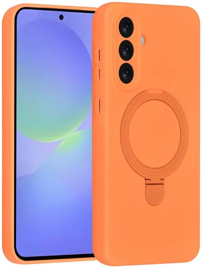 Backcover Hoesje Geschikt voor: Samsung Galaxy A36 Volledig Dekkende Schokbestendige Siliconen Backcover met Ringstandaard – 360° Bescherming - Tangerine Orange