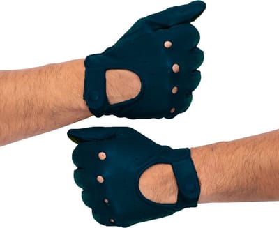 Leren Handschoenen Driver - Motor & Autohandschoenen - 100% Lamsleder - Zwart Blauw - Exclusieve Autohandschoenen - Race Handschoenen Dames - Maat S