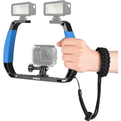 Andoer Sports Camera Onderwater Duik Rig Handheld Stabilisator voor Actie Camera Cage Dive Rig met blauw