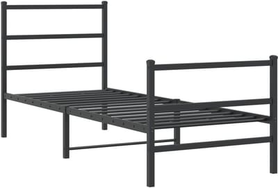 Metalen Bedframe - Eenpersoonsbed Ledikant - Slaapkamer Inrichting - Robuuste Stalen Constructie - 80x200 cm - Zwart
