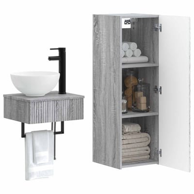 vidaXL - Badkamermeubel - Set - 2 - st - Grijs - Sonoma - 33 - x - 34,5 - x - 100 - cm