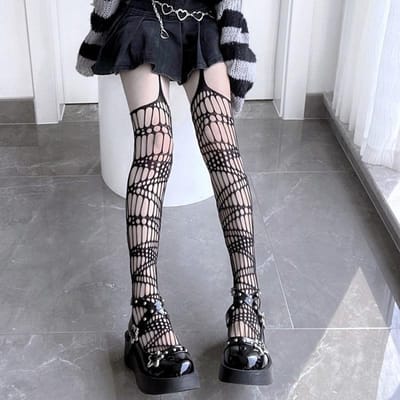 Vrouwen Panty Kousen Sexy Spinnenweb Visnet Mesh Panty Nachtclub Party Visnet Kousen zwart
