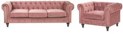 CHESTERFIELD - Bankenset - Roze - Fluweel