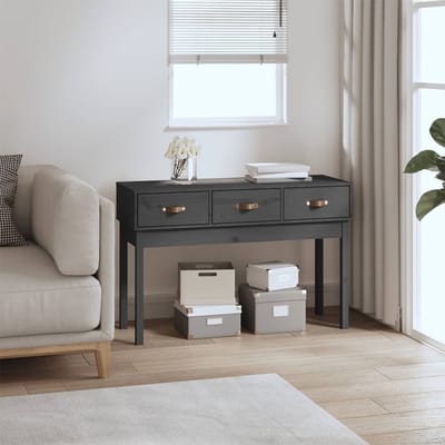 vidaXL - Wandtafel - 114x40x75 - cm - massief - grenenhout - grijs