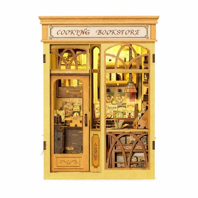 CuteBee Book Nook - Modelbouw - Houten 3D Puzzel - DIY Bouwpakket Volwassenen en Volwassenen - Boekensteun - Boekenhouder - Cooking Bookstore