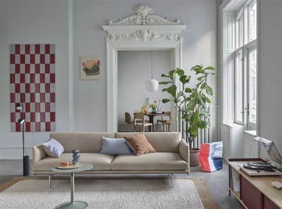 Muuto Outline 3-zitsbank - ecriture 240/ grey - gepolijst aluminium