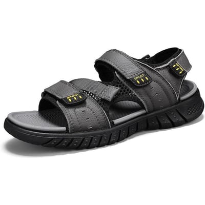 Heren Sandalen Nieuwe Zomer Echt Leer Teenbox Strand Schoenen Antislip Slijtvast Vrije Tijd Sport Rijsandalen 48 grijze kleur