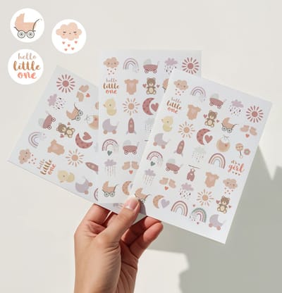Baby Meisje Stickers - 3 Grote Stickervellen - 105 Baby Stickers