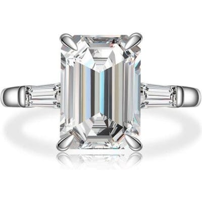 Bague de fiançailles de mariage en argent sterling 925 taille émeraude de haute joaillerie 9