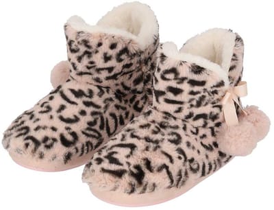 Apollo Pantoffels/sloffen luipaard print - dames - lichtroze - maat 41-42 - dieren sloffen - hoog