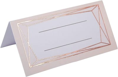 25 Luxe Blush Naamkaartjes met Roségouden Geometrisch Design voor Bruiloft